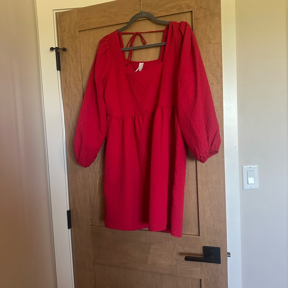 AMADI (anthro) Red Long Sleeve Dress